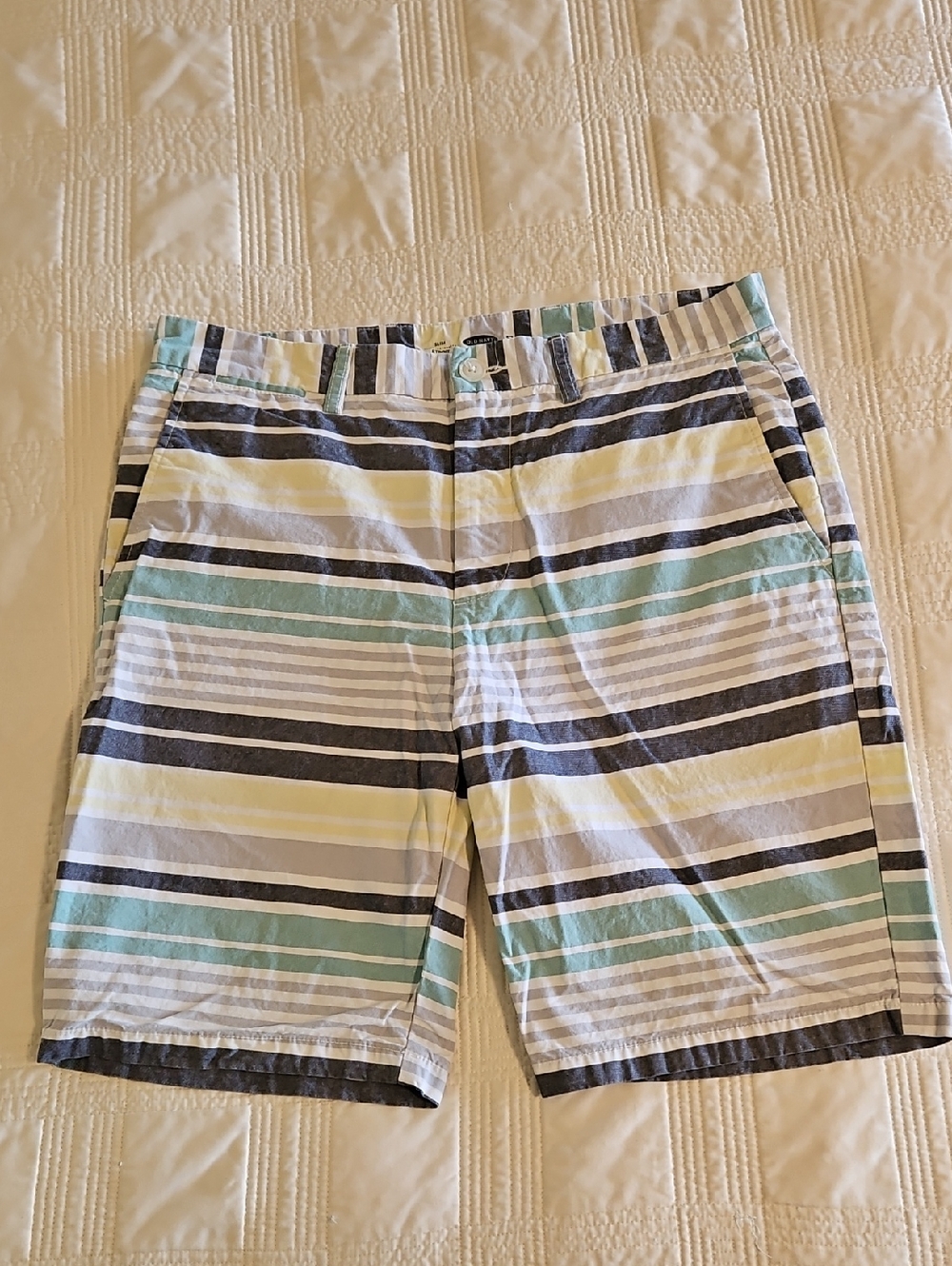 Old Navy Striped Shorts in Aqua, Yellow & Navy